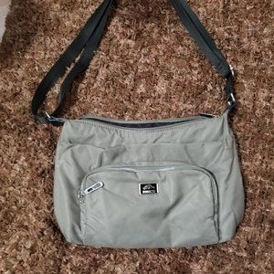 Roots silver gray nylon crossbody bag